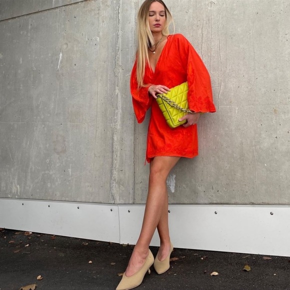 Zara orange embroidery wrapped romance dress - Picture 13 of 15